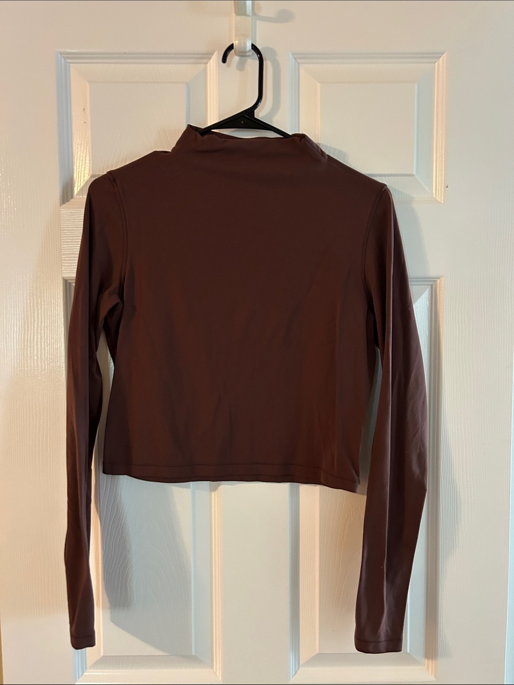 CRZ YOGA Women's Chocolate Brown Long-Sleeve Mock Neck Top
